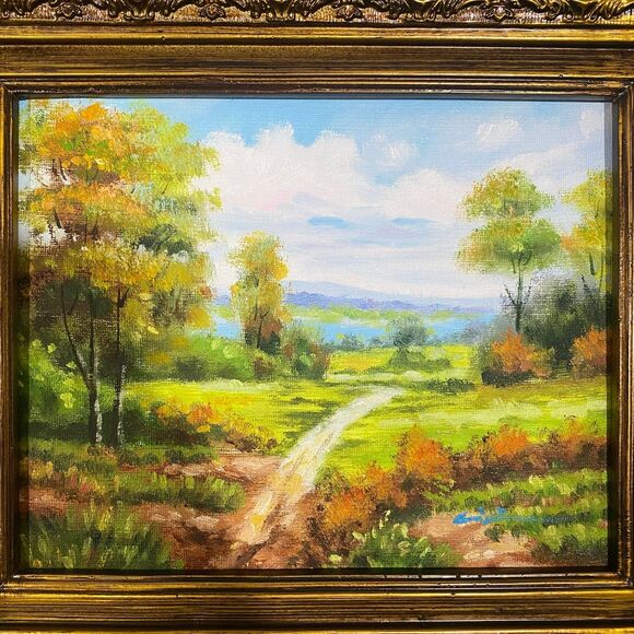Oil Painting Signed Landscape Path w/COA Framed Art - Picture 1 of 12